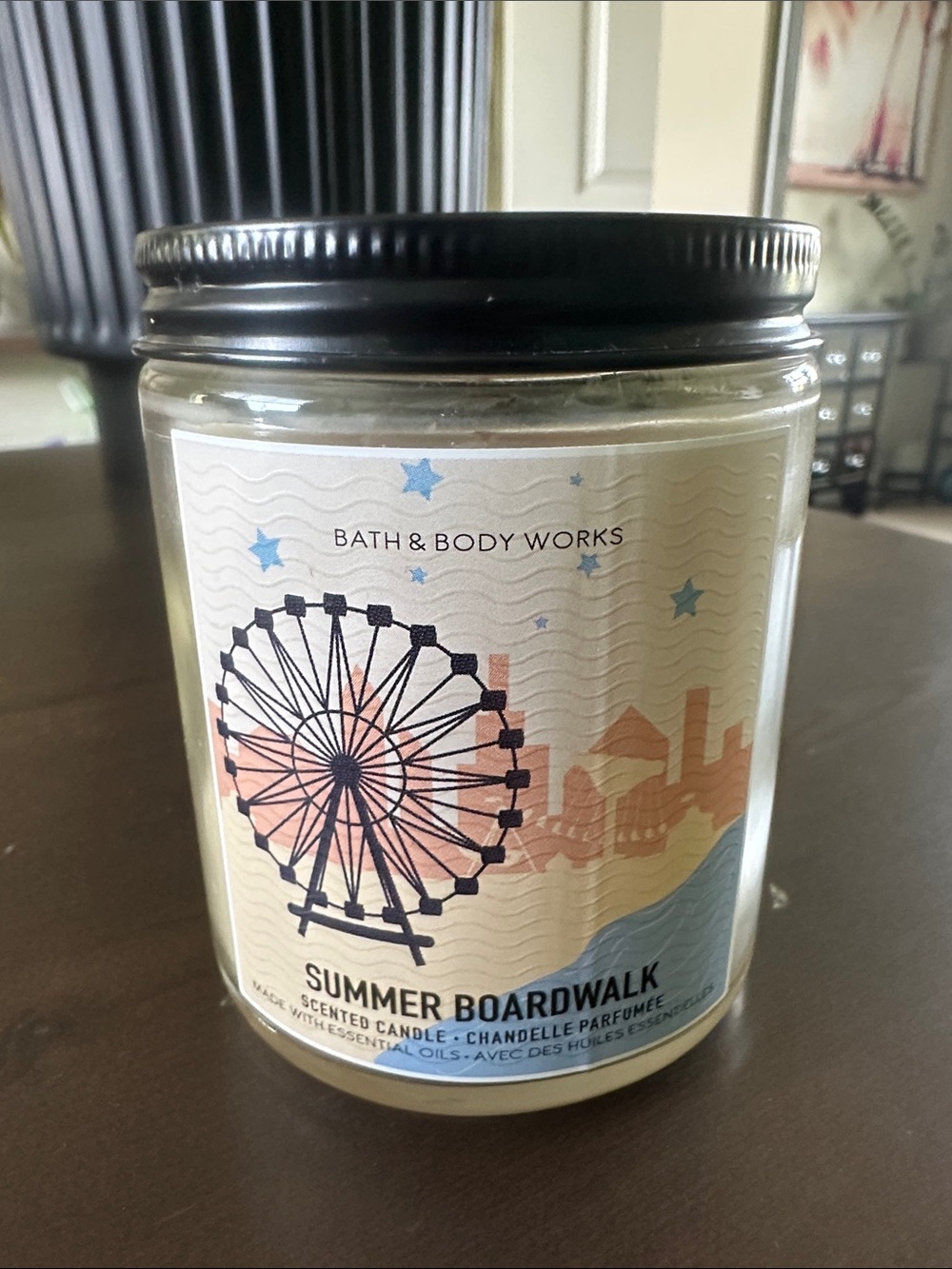 Bath & Body Works Summer Boardwalk Scented Candle - Cream & Black